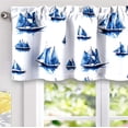 thumbnail image 3 of DriftAway Harbor Sailboat Ocean Print Blackout Thermal Insulated Window Curtain Valance Rod Pocket 52 Inches by 18 Inches Plus 2 Inches Header Navy, 3 of 10