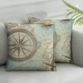 thumbnail image 2 of Shangniulu Sea Map Compass Throw Pillow Cover Set of 2 Cases World Boat Sailing Ship Sailboat Travel History Journey Ocean Outdoor Decor Pillowcase Home Square Pillow Slip, 2 of 6
