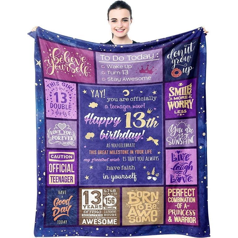 13 Year Old Girl Gift Ideas Blanket 60X50 - Gifts for 13 Year Old Girl -  13th Birthday Gifts for Girls - 13 Year Old Girl Birthday Gifts - Teen Girl