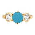 thumbnail image 5 of 1.72 ct Round Cut Simulated Turquoise 3 Stone 14K Yellow Gold Womens Engagement Ring, 5 of 6