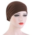 thumbnail image 2 of Bangcool Turban Cap Pleated Simple Solid Color Elastic Beanie Hat Slouchy Hat for Women, 2 of 6
