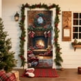 thumbnail image 6 of Zhourta Christmas Door Cover Decoration Fireplace Xmas Hanging Banner Background for Home Front Door Holiday Christmas Decoration 35 X 71 Inch, 6 of 6