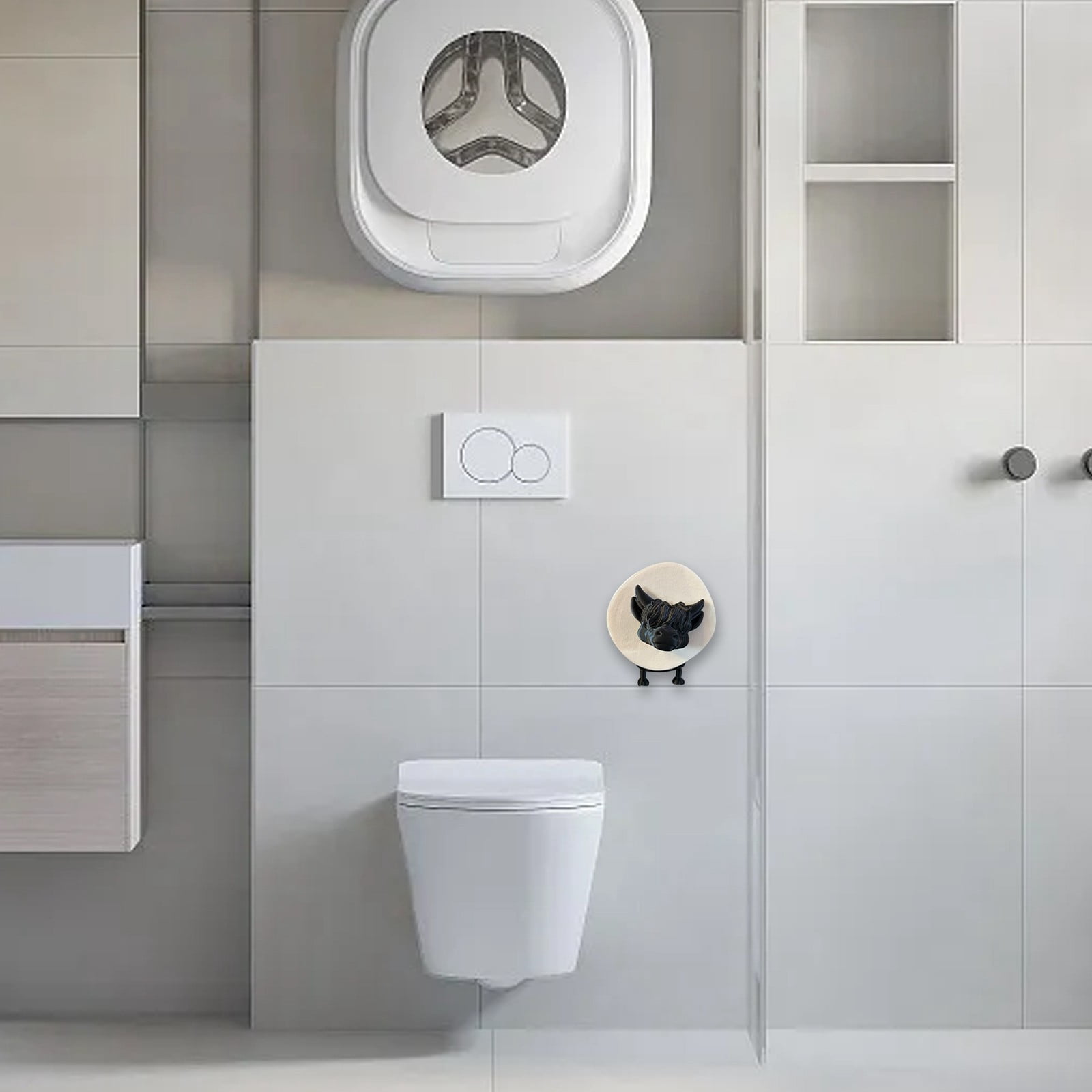 Cute Highland Cow Toilet Paper Holder - 3D Printed Funny Bathroom Storage, Wall Mount Roll Holder with Sheep & Cow Design for Modern Farmhouse Decor