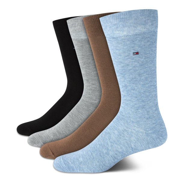 Calcetines de vestir Tommy Hilfiger, paquete de 4, cómodos y elásticos, con cuello redondo, para hombre