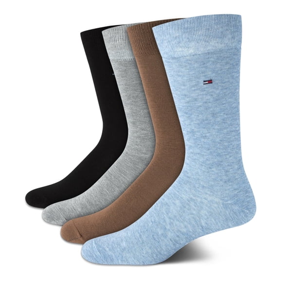 Calcetines de vestir Tommy Hilfiger, paquete de 4, cómodos y elásticos, con cuello redondo, para hombre