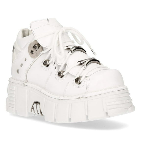 New Rock 106N-S8 White Leather Gothic Ankle Boots 36