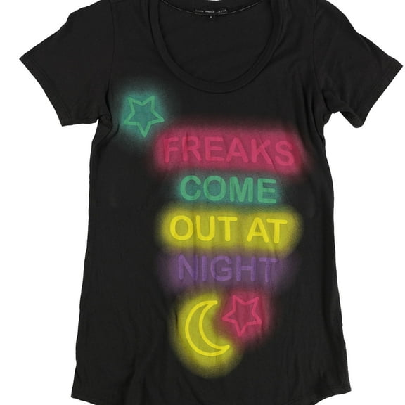 TRULY MADLY DEEPLY Womens Freaks Come Out Graphic T-Shirt, Black, Small