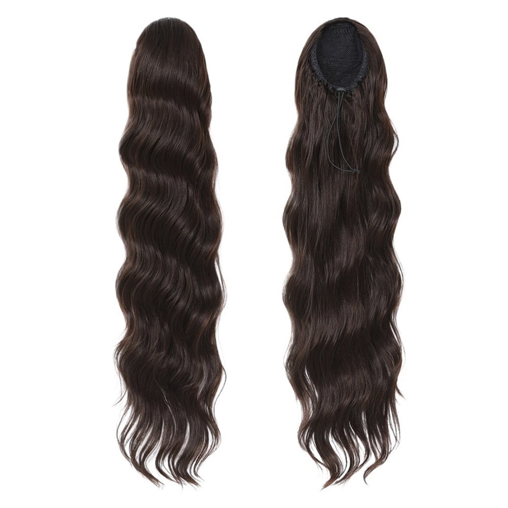 28 Inch Long Loose Deep Wave Pony Tail Synthetic Hair Pieces Drawstring Curly Wavy Ponytail Clip in Hair Extensions