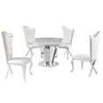 thumbnail image 2 of Crownie Cream/Silver Faux Marble Round Dining Set (5-piece), 2 of 3