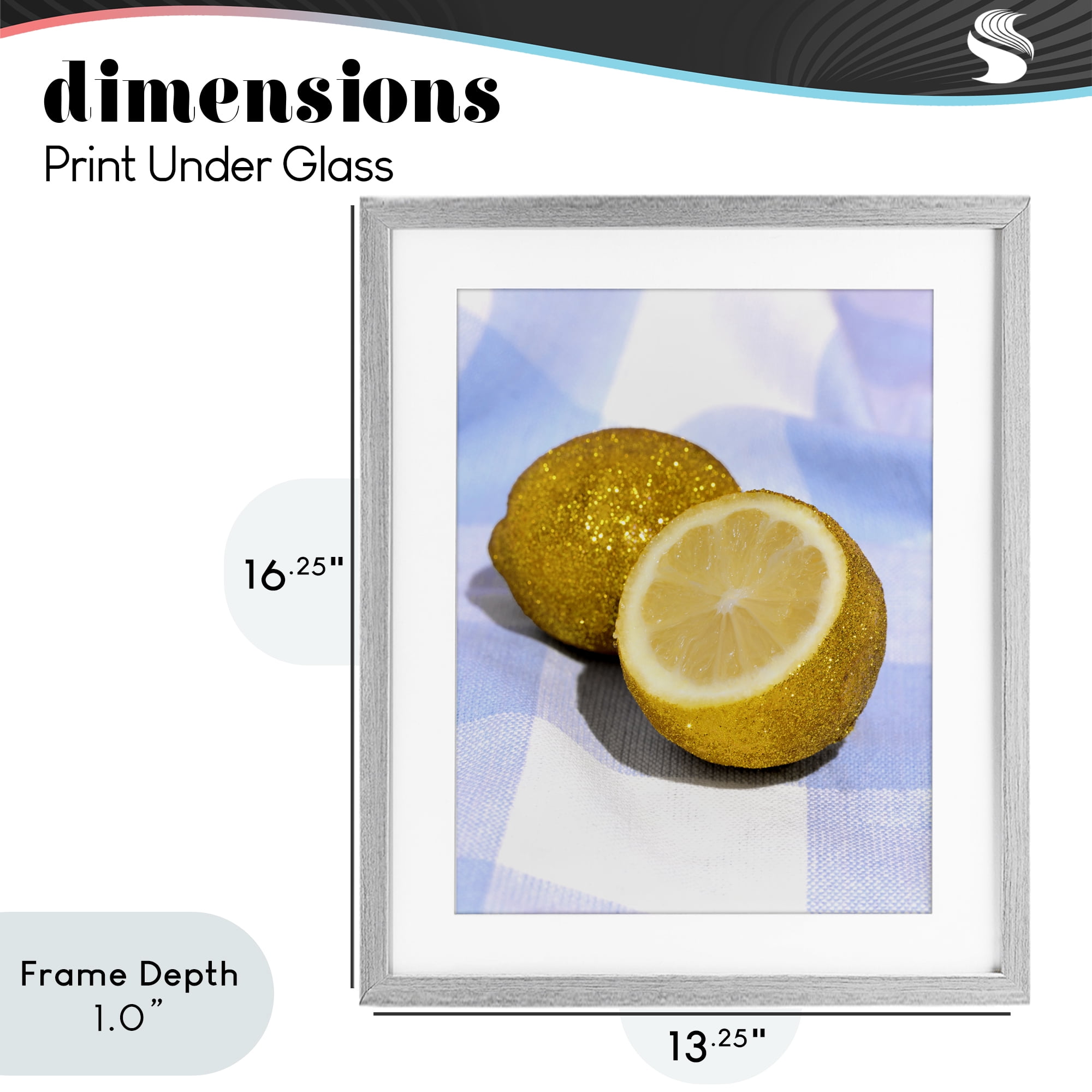 Stupell Industries Glimmer Lemon on Blue Gray Framed Print Under Glass, design by LISH Creative