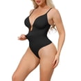 thumbnail image 4 of INSPIRE CHIC Deep V Shapewear for Women Tummy Control Leotard Sleeveless Adjustable Straps Camisole Thong Bodysuits S Black, 4 of 5
