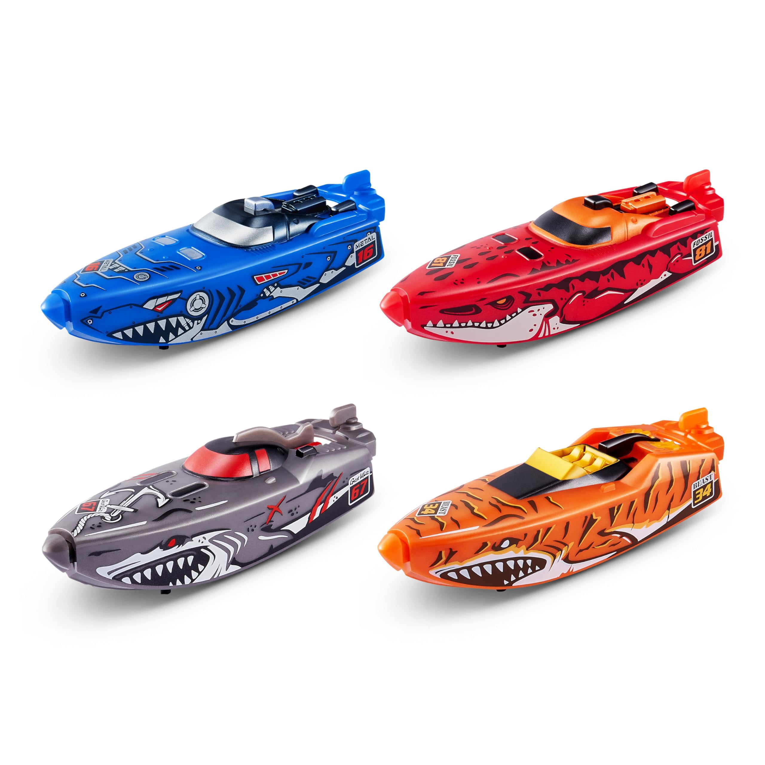 Robo Alive Robo Boats, White Shark & Dino Shark Boat, 2 Pack, by ZURU Water Activated Boat Toy, (Exclusive)