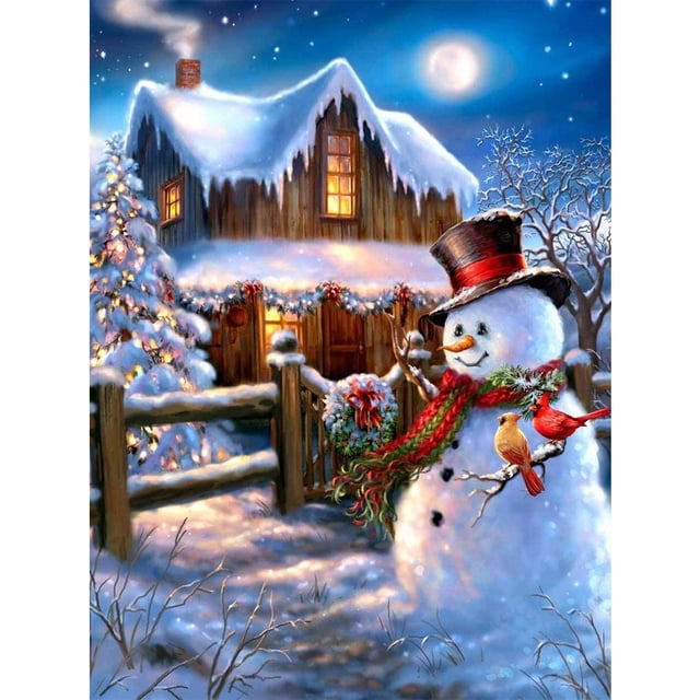Resina Diamante Muñeco Nieve Diamante 30*40CMyc577