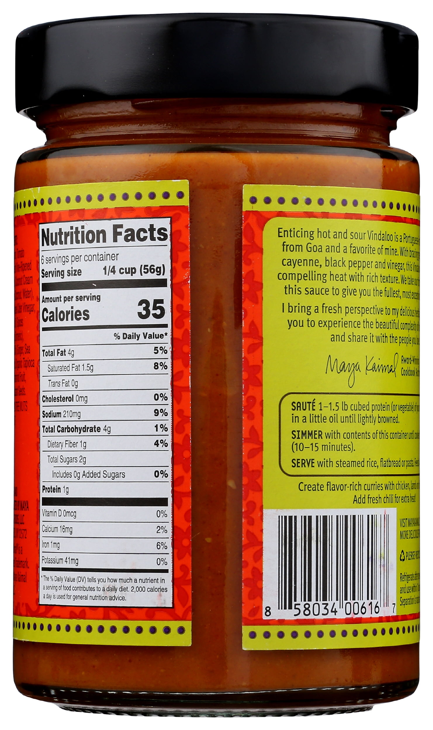 Pack of 6, Maya Kaimal Spicy Vindaloo Indian Simmer Sauce, 12.5 oz