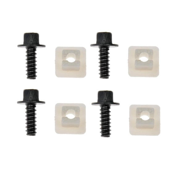 KarParts360 License Plate Retainers | Metal; Plastic | Black Oxide And White Color | 1/4 By 5/8; 1/4 By 3/4 Size