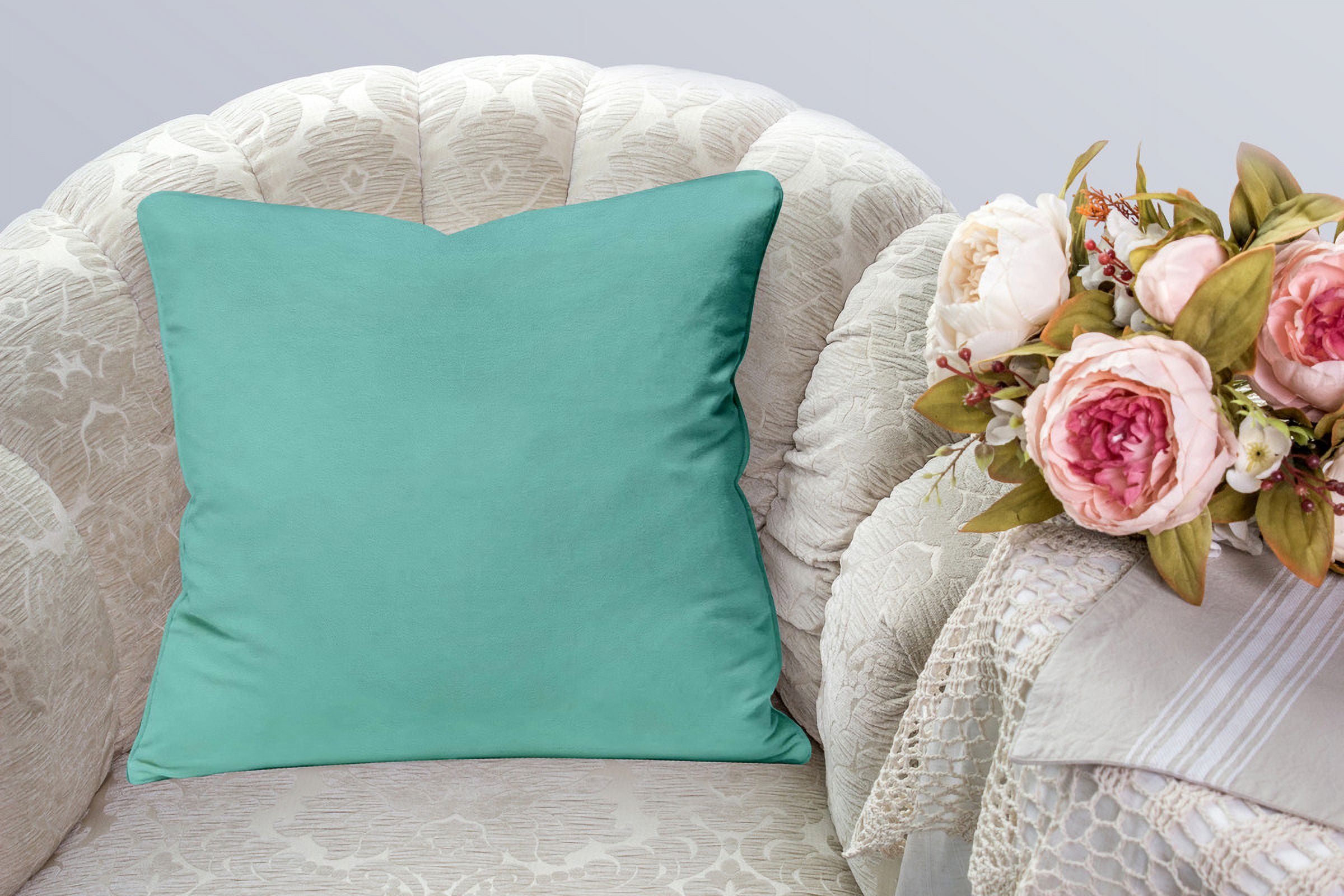 A1HC Set of 2 Luxurious Soft Velvet Throw Pillow Covers Only, 22"x22", Aqua Blue, Decorative Cushion Covers with Hidden YKK Zipper for Sofa or Bed