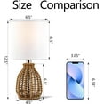 thumbnail image 5 of Maxax Boho Mini Table Lamps Set of 2 , 13" Farmhouse Rattan Beside Lamps with White Fabric Shade for Bedroom, Living Room, 5 of 6