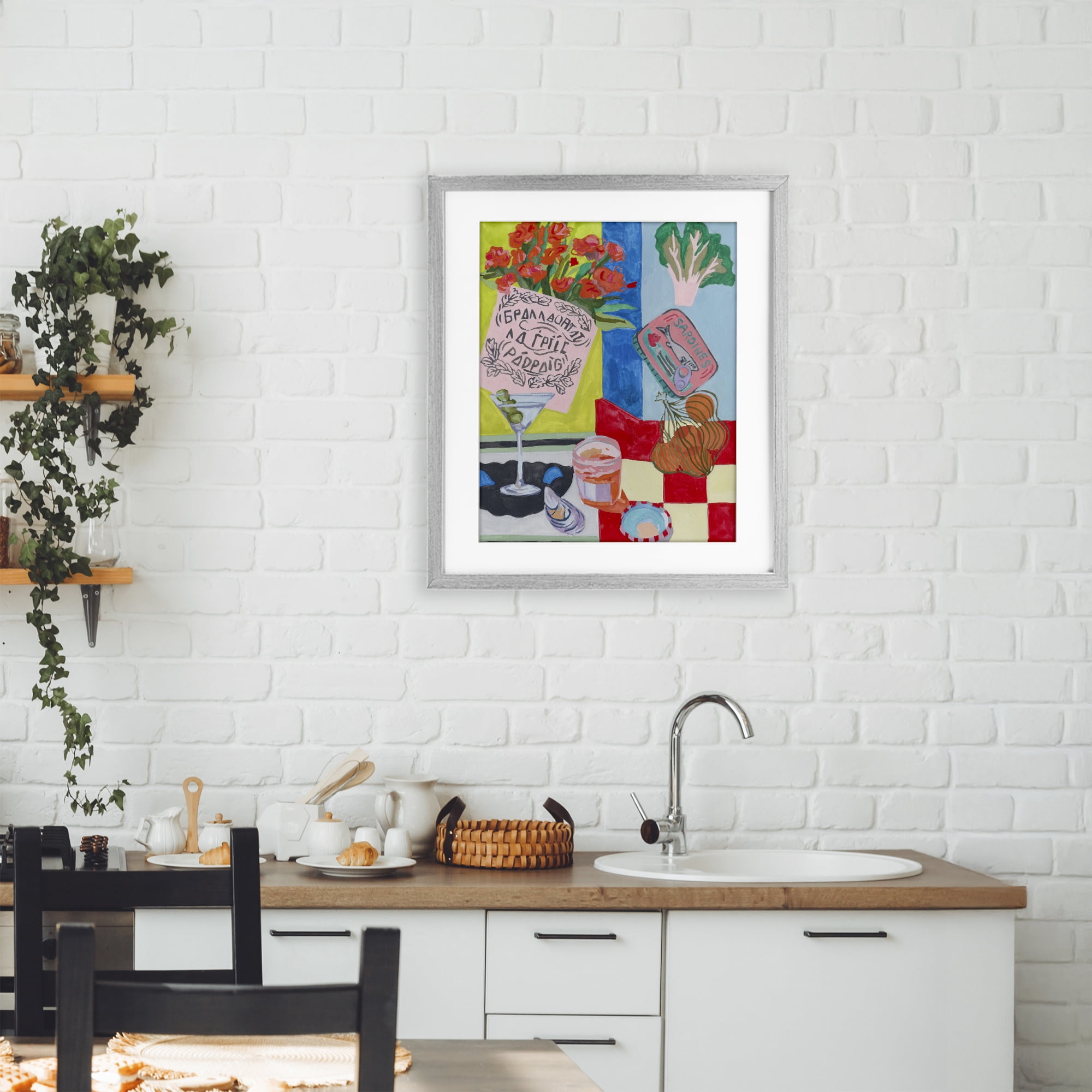 Stupell Industries Kitchen Checkered Still Life Gray Framed Print Under Glass, design by Melissa Wang
