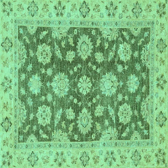Ahgly Company Indoor Square Oriental Turquoise Blue Traditional Area Rugs, 8' Square