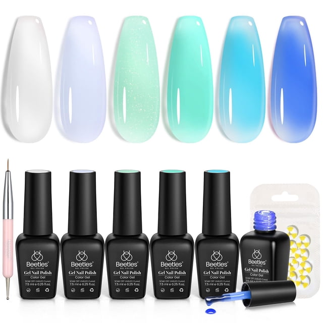 Set de esmaltes de uñas Beetles Jelly Gel, 6 colores veraniegos para mujer