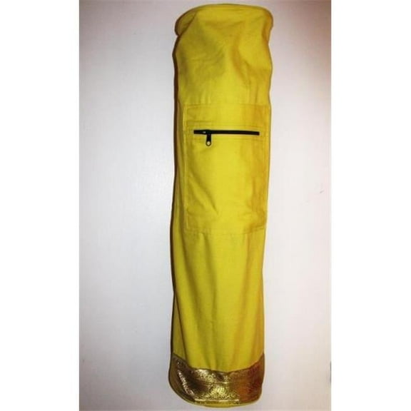 OMSutra OM102096-Yellow Yoga Golden Saree Lace Mat Bag - Yellow