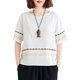 thumbnail image 1 of Blusa holgada de mujer con rayas bordadas y mangas cortas, camisetas vintage, 1 of 8
