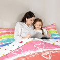 thumbnail image 4 of Manfei Rainbow Printing Twin Comforter Sets, Kawaii Stripe Love Heart Bedding Set, Pink Green Blue, Polkadot Reversible, 2pcs, 1 Comforter and 1 Pillowcase, 4 of 7