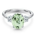 thumbnail image 3 of Gem Stone King 3.06 Ct Oval Green Prasiolite White Topaz 925 Sterling Silver Ring, 3 of 6