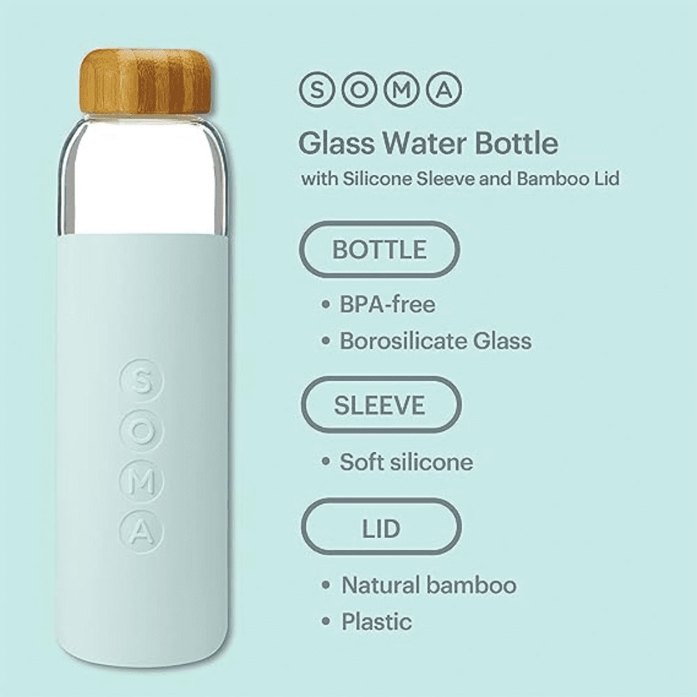 Soma 17 oz Glass Water Bottle, White