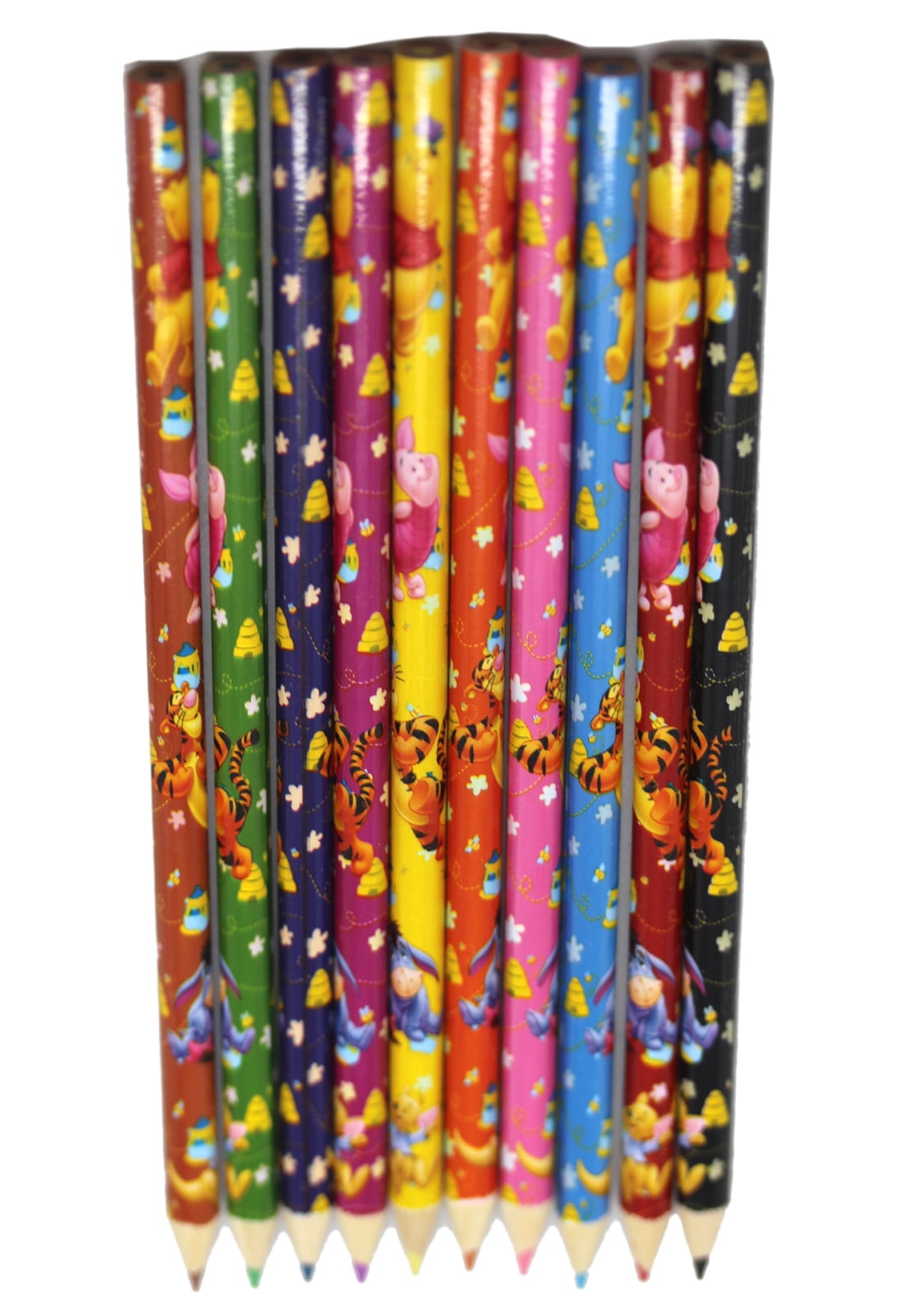 Winnie the Pooh Assorted Characters and Outer Colors Wood Pencils (10