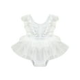 thumbnail image 1 of Toddler Baby Girls Romper Dress Lace Ball Summer Casual Sleeveless Ruffled Mesh Tulle Jumpsuit, 1 of 8