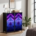 thumbnail image 6 of Dresser for Bedroom with 4 Storage Drawers Future Neon Squares Light Tunnel Reflections Abstract Texture Dressers Chest of Drawers Steel Framed Fabric Closet Organizers for Entryway Dorm, 6 of 7
