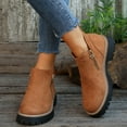 thumbnail image 2 of Womens Platform Ankle Boots 2025 Fashion Casual Side Zipper Round Toe Chunky Mid Heel Walking Booties Winter Fall Brown Size 9, 2 of 7