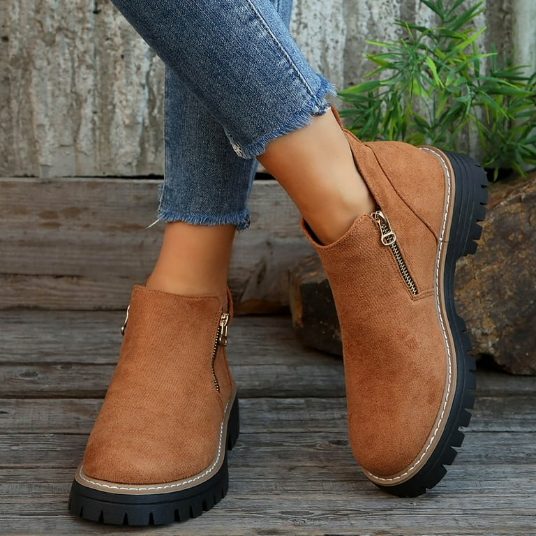 Dakaela Women's Platform Chelsea Boots Chunky Low Heel Ankle