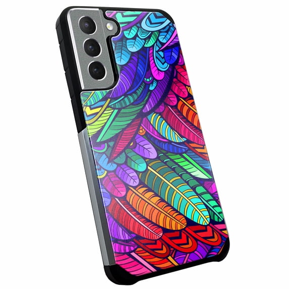 DALUX Hybrid Slim Phone Case Cover Compatible with Samsung Galaxy S22 5G (2022) 6.1 inch - Wild Feathers