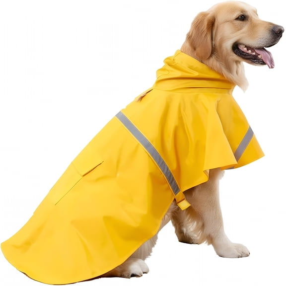 GASTROPOD 2026 New Dog Raincoats with Reflective Strip Hoodie, Poncho Jacket for Large Dogs Fit Golden Retriever Doodle (Yellow, 20B (30-55 Lbs))
