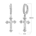 thumbnail image 4 of My Daily Styles Womens 925 Sterling Silver Hoop Huggie Earrings with Dangling Cross Sparkling Cubic Zirconia (Silver), 4 of 5