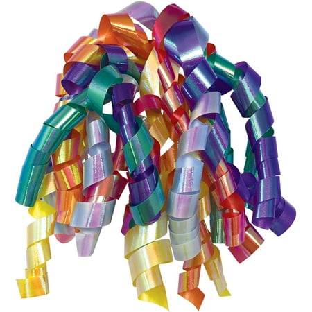 Jillson & Roberts Curlie Gift Bows, Gift Wrap Accessory, Iridescent Rainbow, 12 Count