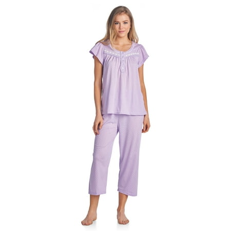 

Casual Nights Women s Short Sleeve Embroidered Floral Capri Pajama Set