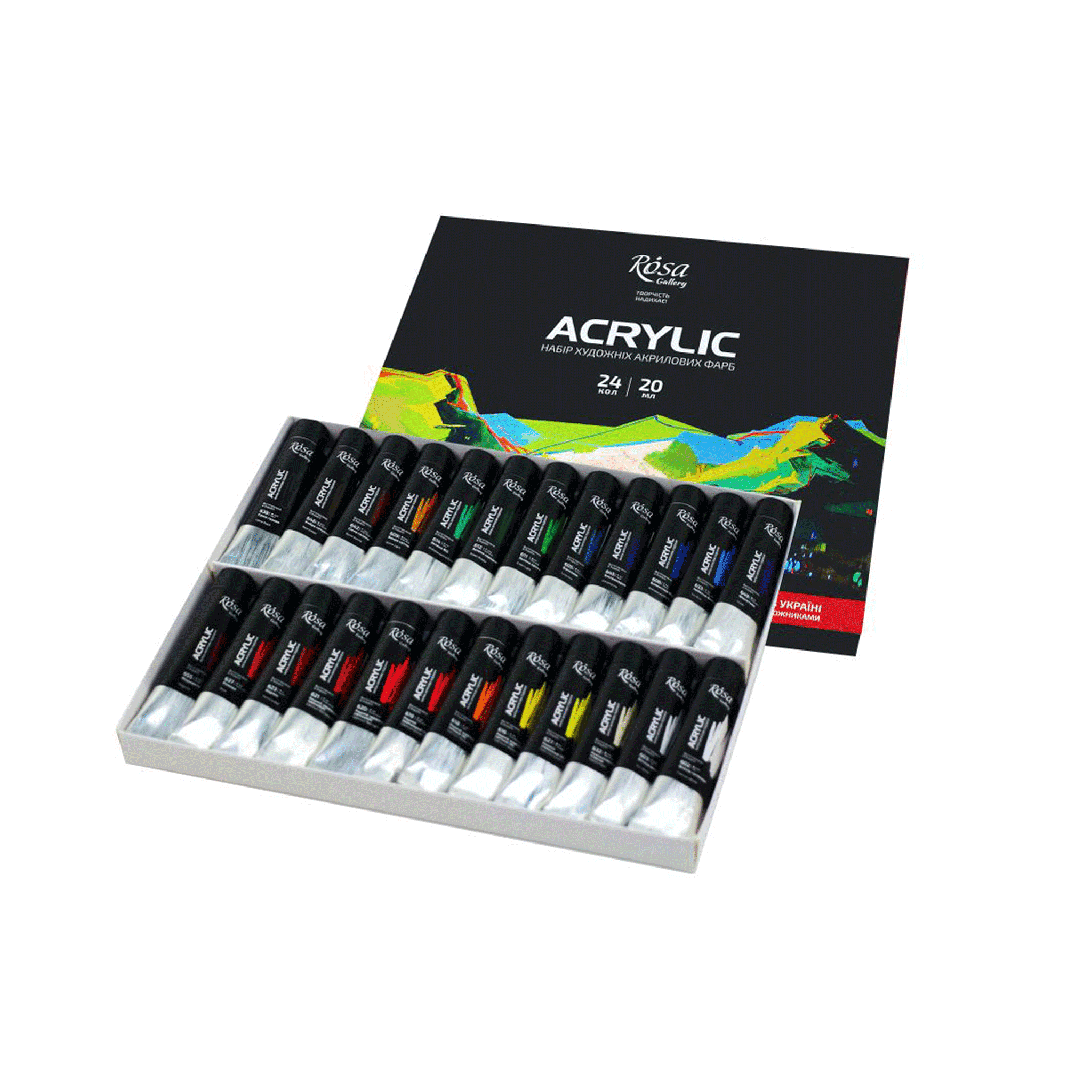 Acrylic paint set 24*20 ml/0.68 oz, ROSA Gallery