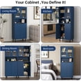 thumbnail image 5 of UZUGUL Navy Blue Curio Cabinet, 4-Door Glass Storage, 3-Tier Adjustable Shelves, Painted, Anti-Tip, for Bedroom, 5 of 7