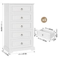 thumbnail image 2 of Homfa 5 Drawers Tall Dresser, Chest of Drawers Storage Bedroom Dresser Cabinet for Closet Living Room, White, 2 of 8