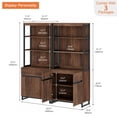thumbnail image 3 of WAMPAT 2-Piece Modern 72" Tall Library Bookcases with Metal Base & Adjustable Shelves, Wood Bookshelves with Storage Cabinet & Open Shelves for Home Office & Living Room, Brown, 3 of 8