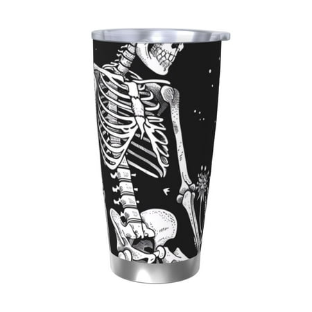 

Goofa Vintage Black white Plant skull for 20 oz Skinny Tumbler Stainless Steel Coffee Mug Slim Vacuum Insulated Travel Cup Car Cup-Without Straw