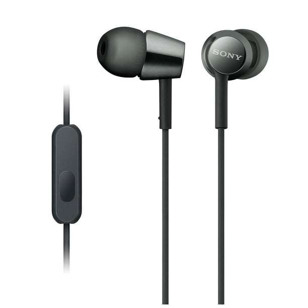 Sony MDREX155AP - Auriculares intrauditivos con micrófono para llamadas telefónicas, color negro (MDR-EX155AP/B)