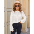 thumbnail image 6 of Womens Sweaters Knit Crew Neck Casual Long Sleeve Fall Tunic Sweater Tops White S, 6 of 8