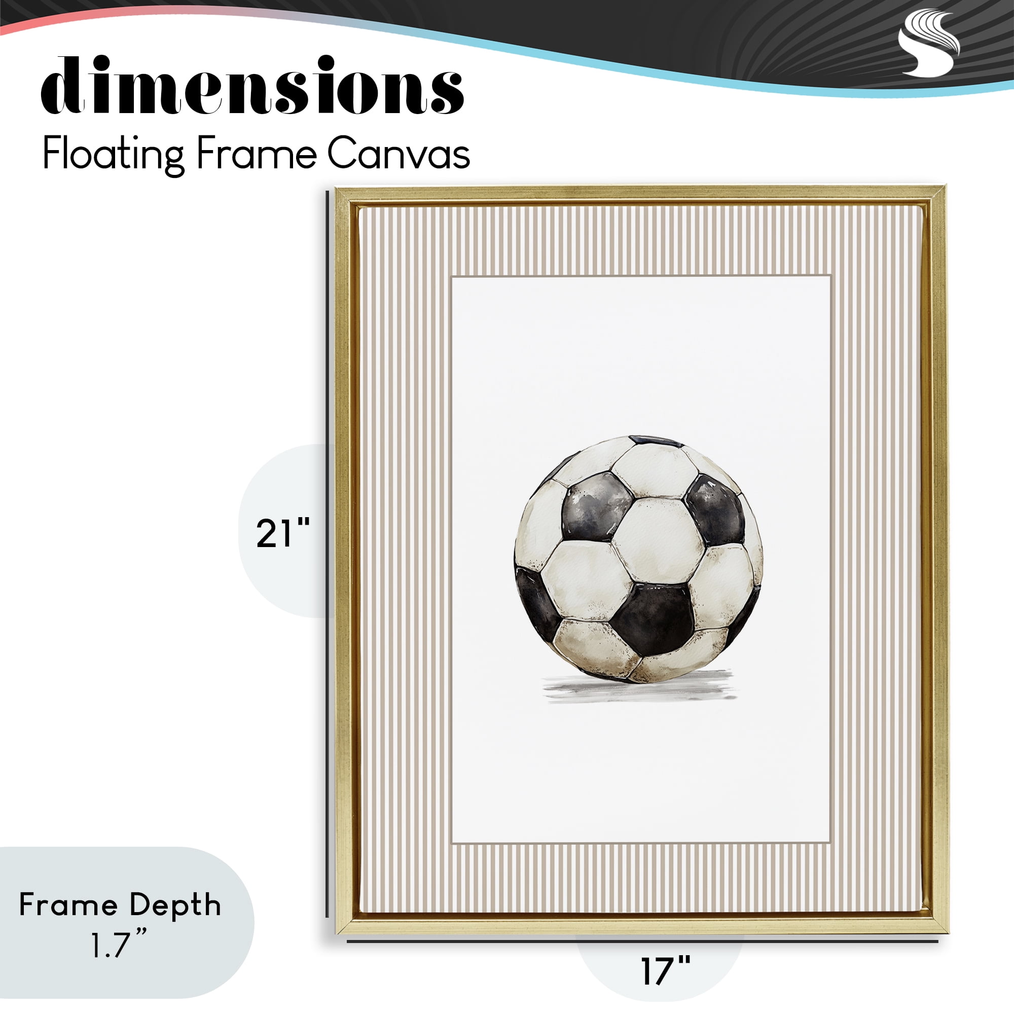 Stupell Industries Vintage Sports Soccer Ball Gold Framed Floater Canvas Wall Art, design by Christine Simpson Art