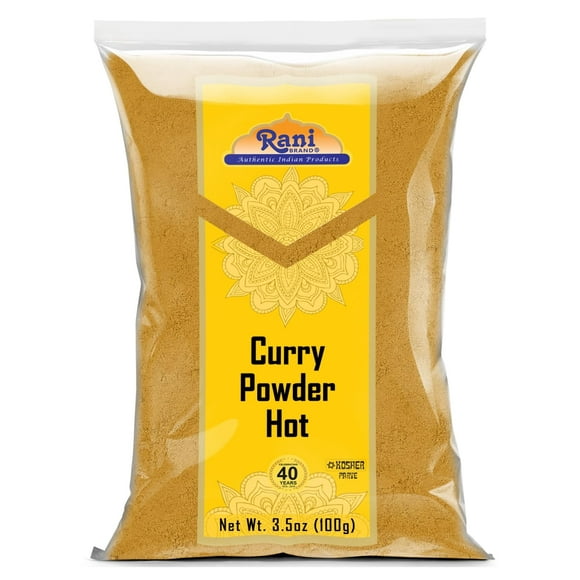 Rani Curry Powder Hot (11-Spice Authentic Indian Blend) 3.5oz (100g) ~ All Natural | Salt-Free | Vegan | No Colors | Gluten Friendly | NON-GMO | Kosher | Indian Origin