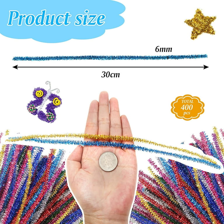 400pcs Gold Pipe Cleaners Chenille Stem, Pipe Cleaners Craft Supplies, for  DIY, Making Toys, Creative Home Art Craft Decorations (6mm x 12 Inch)