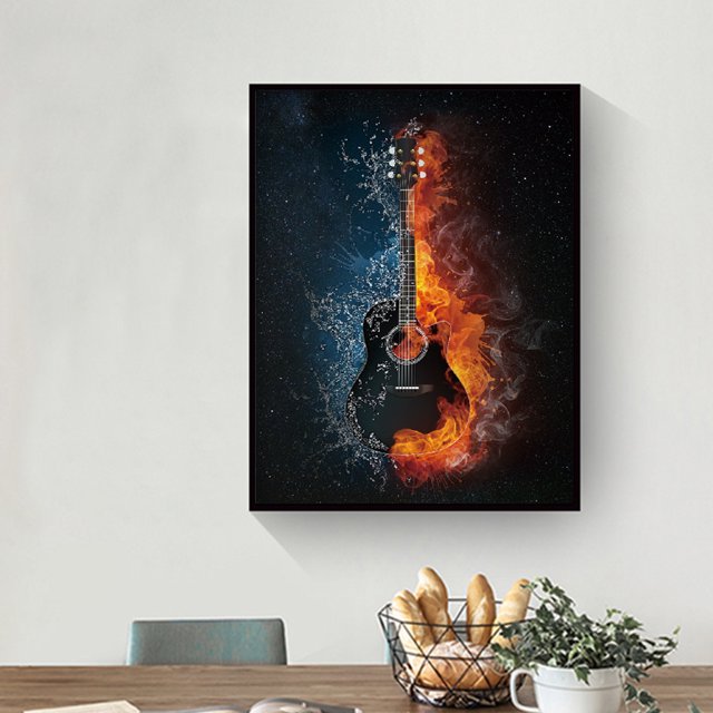 Cuadros Decorativos Full Round Drill Picture DIY Guitar 5D Diamond Painting Poster (B872) Ehuebsd embutido en tela